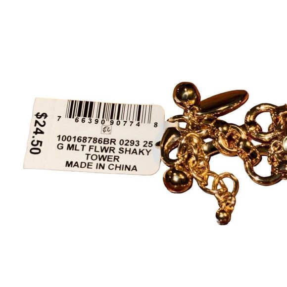 NWT Style & Co Flower, Heart & Leaf Shaky Charm Link Bracelet - Picture 3 of 3